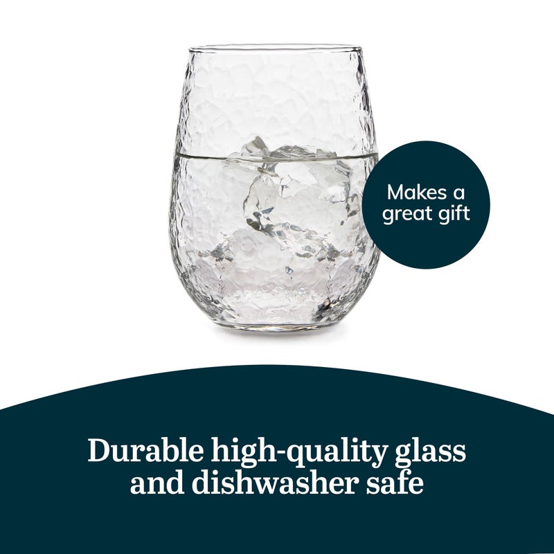 Libbey Hammered Stemless All-Purpose Wine Glasses, 17-ounce, Set of 8 - Image 5